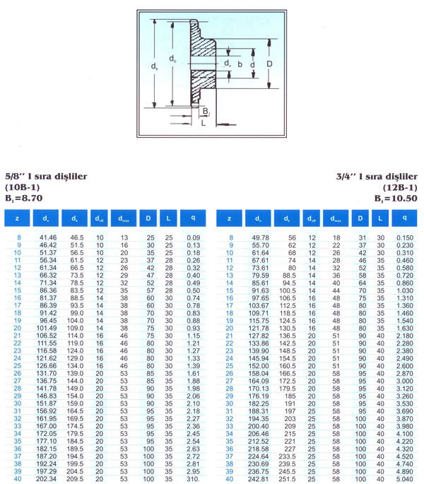 Standart Zincir Dişliler DIN 8187 - 1