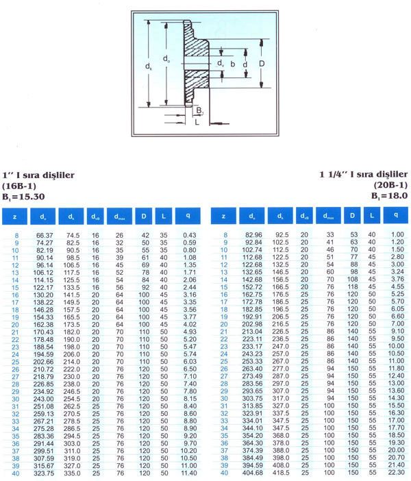 Standart Zincir Dişliler DIN 8187 - 2